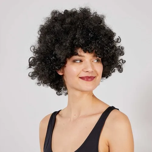 Aydınlı Party Accessory Black Color Curly Afro Bonus Peruk