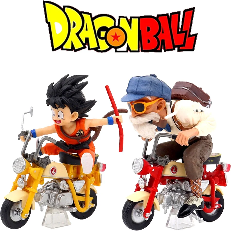 Dragon Ball Anime Two Figure 13CM Son Goku Master Roshi Locomotives PVC Action Kame Sennin Motorcycle Toys Children Toy Gifts