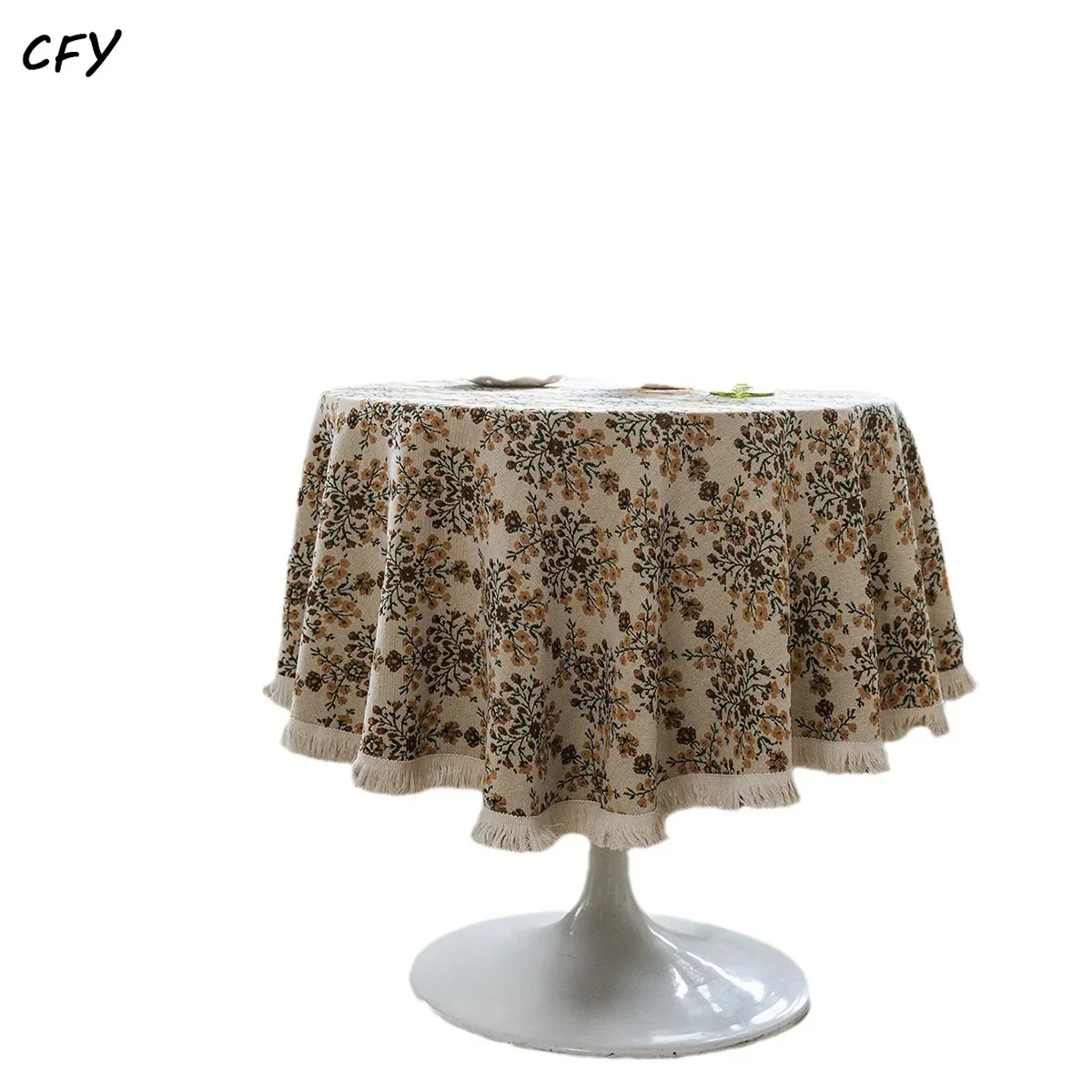 Cotton Linen American Tablecloth Flowers Round Tablecloth Table Cover Chicken Table Cloth Tea Table Cloth Circular Tablecloth