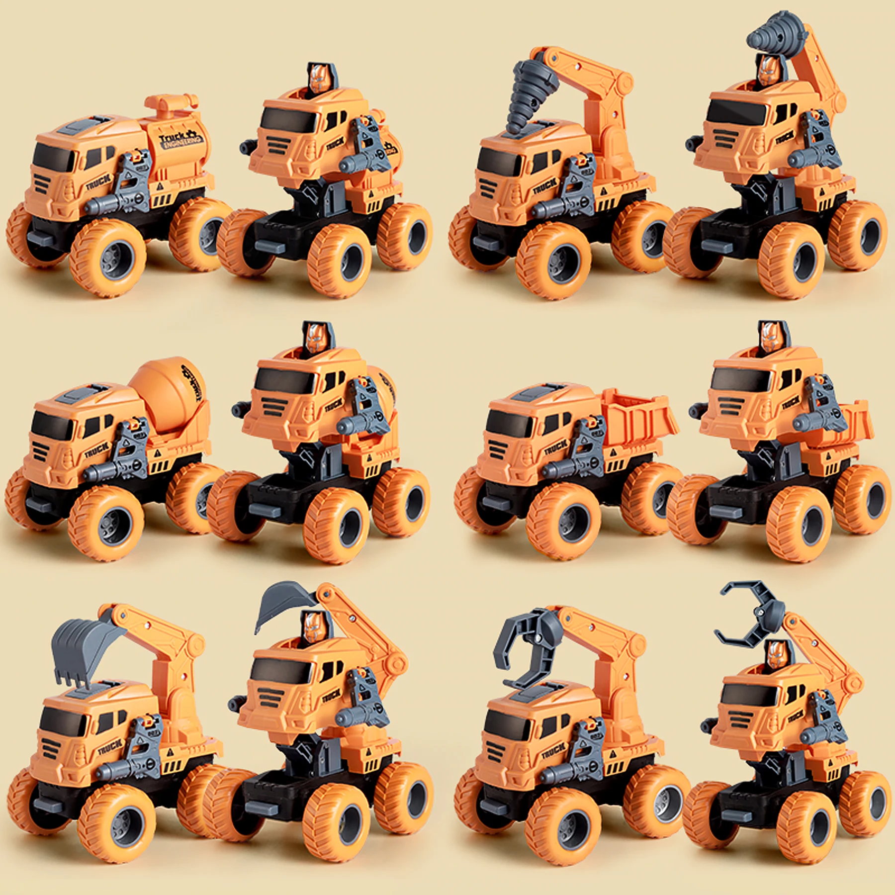 

Transformable Construction Vehicle Toys, Inertia-Powered Friction Cars, Battery-Free Engineering Robot Model Gift for Boys Girls