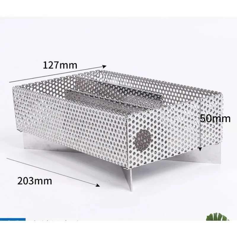 1PC 304Stainless Steel Pellet Smoker Basket pellet smoker tray Heat-Resistant BBQ Smoked net basket Anti-slip Smoke Generator