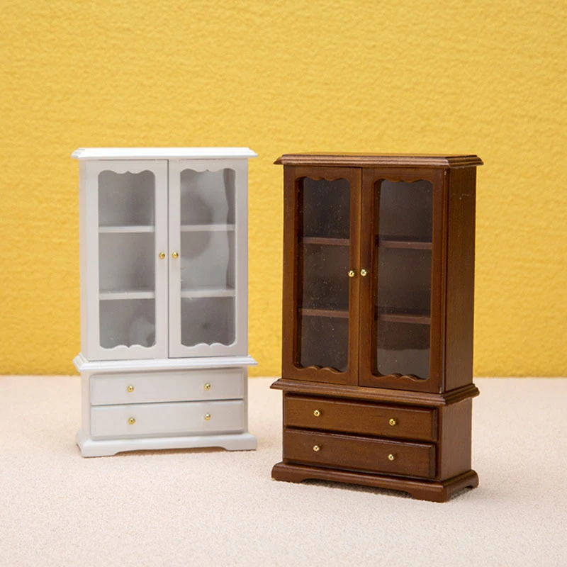 

1:12 Dollhouse Miniature Bookcase Showcase Storage Cabinet Locker Cupboard Home Furniture Model Decor Toy Doll House Accessories