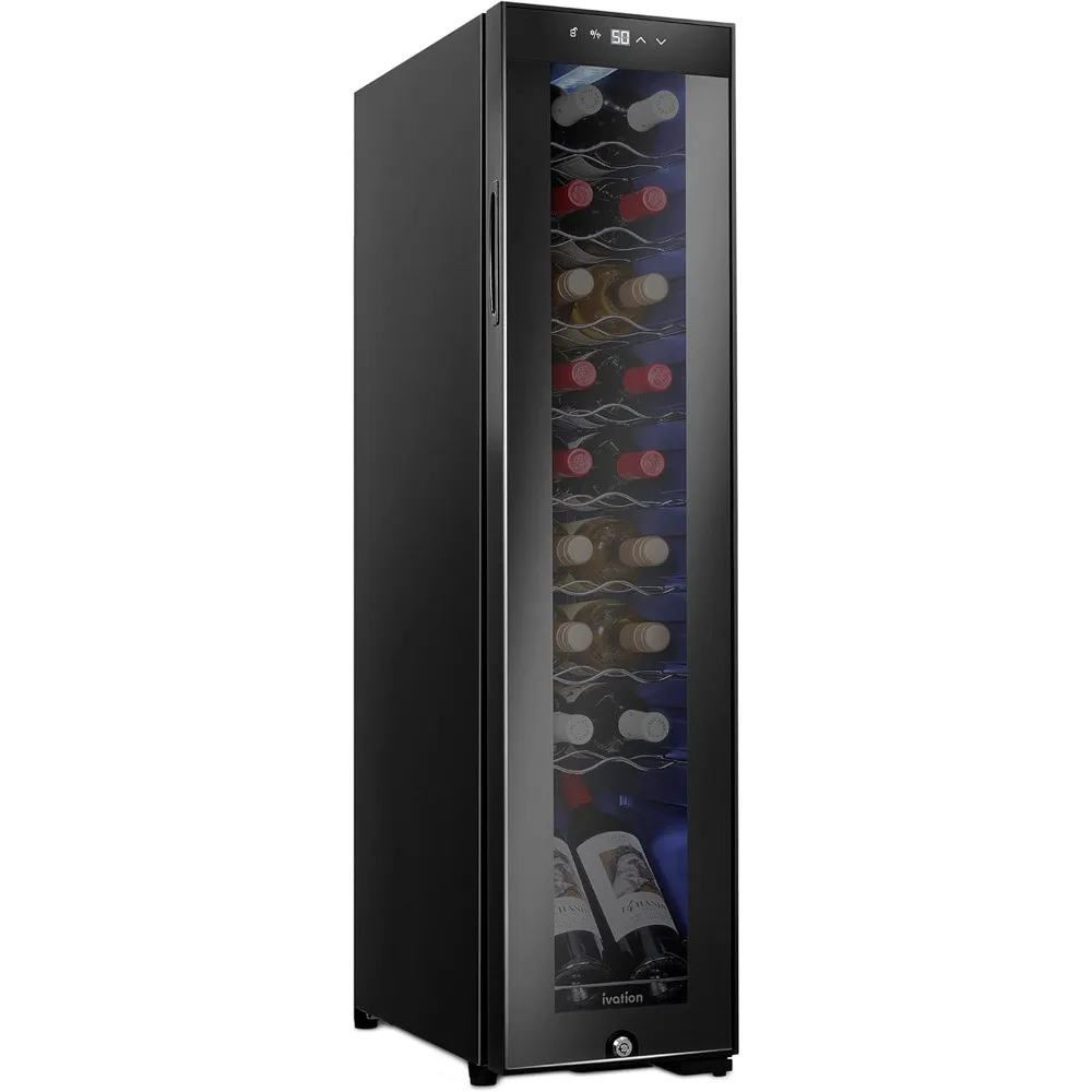 Refrigerador refrigerador de vinho com compressor de 18 garrafas com trava |   Grande adega autônoma para vinho tinto, branco, champanhe