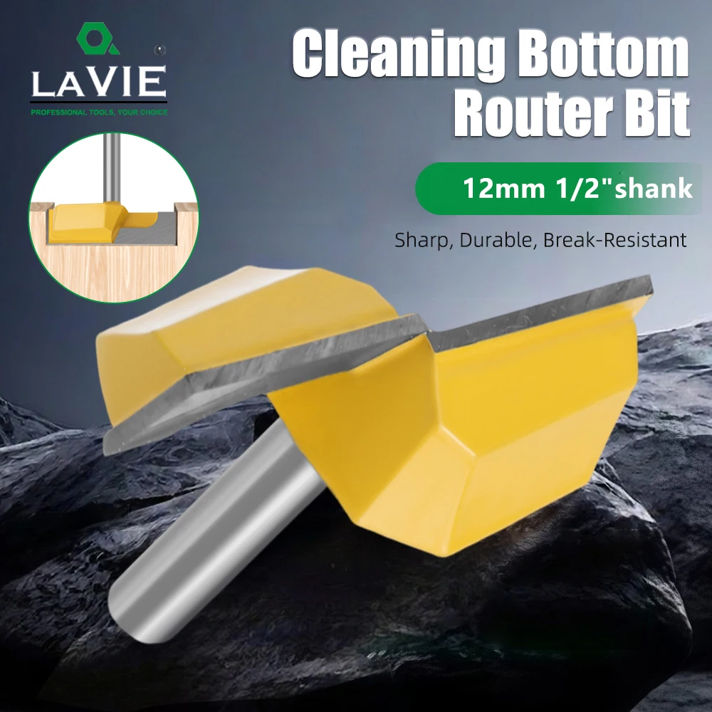 LAVIE 1pc 12mm 1/2 Shank Cleaning Bottom Router Bit 2-1/4