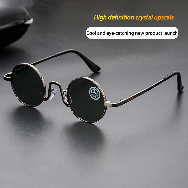 Shatar Round Crystal Sunglasses For Men Driving Small Size Internet Celebrity Model Glasses  Women Metal Framework High-Quality