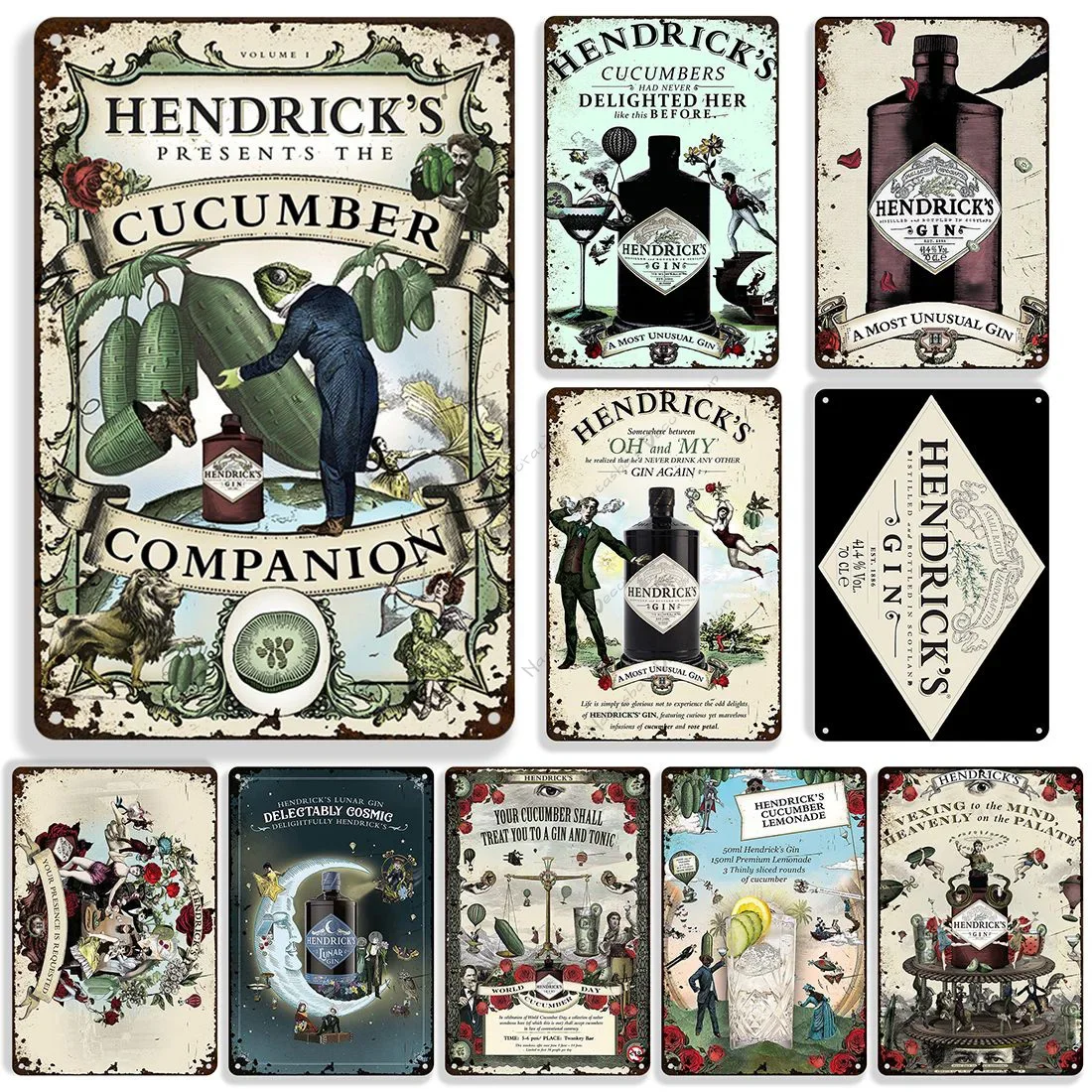 Hendrick's Gin Metal Tin Sign Vintage Metal Signs Retro Beer Metal Plate Home Man Cave Plaque Wall Decor  Poster