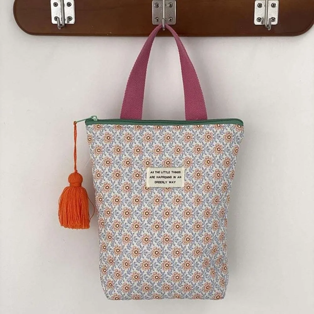 Vintage Embroidered Mommy Bag Quilted Floral Print Diaper Bag Multi-pocket Portable Stroller Organizer Travel