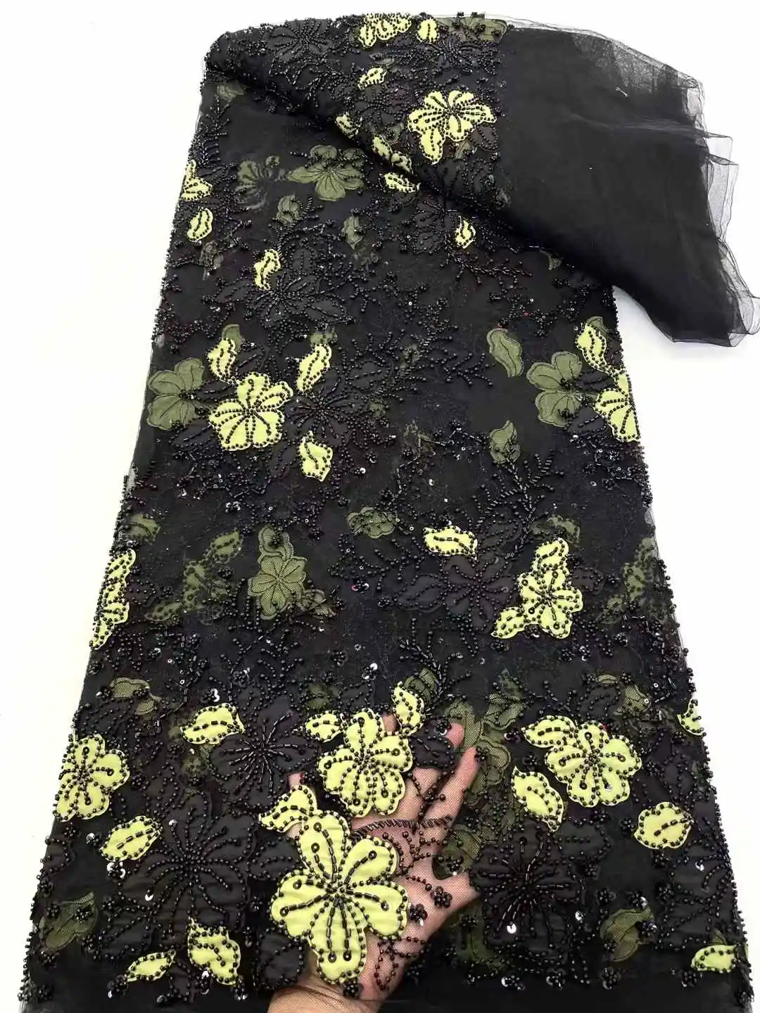 2025 الأفريقي الفرنسي اليدوية مطرز أقمشة الدانتيل الخياطة الترتر التطريز نيجيريا صافي نسيج الدانتيل للنساء الزفاف ، WS