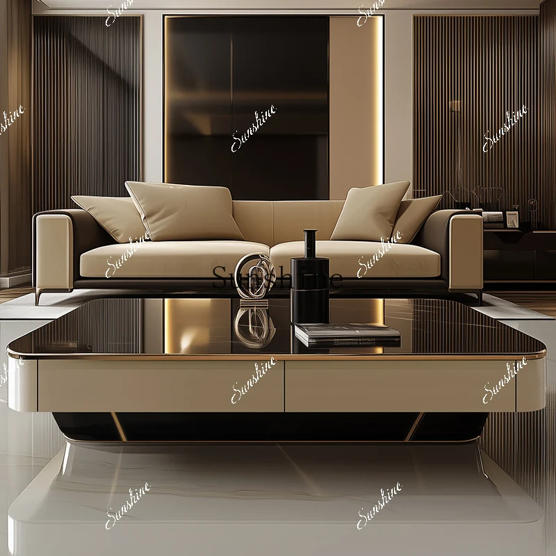 Modern large coffee table living room household light luxury microcrystalline stone meeting office commercial tea table  FT