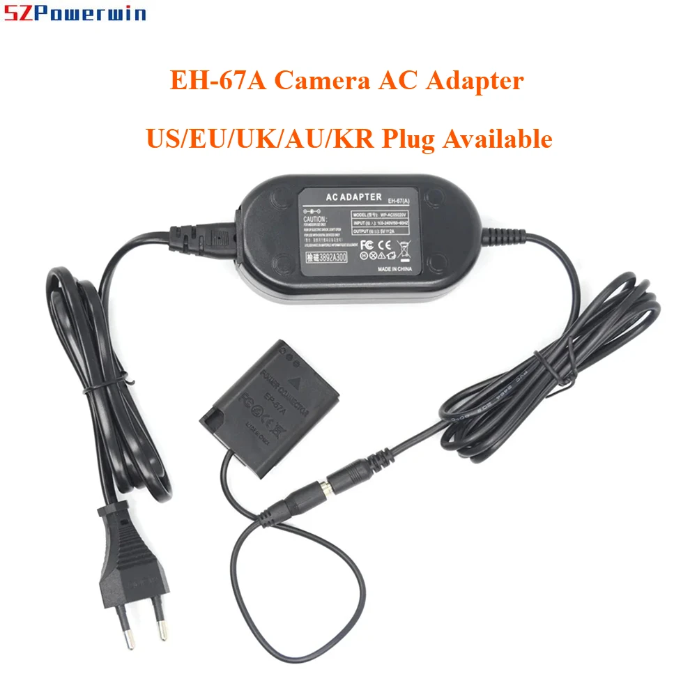 EP-67A 카메라 AC 어댑터에는 Nikon Coolpix P600 S810C B700 P900S용 EH-67A 어댑터, EN-EL23 더미 배터리 및 전원 코드가 포함되어 있습니다.