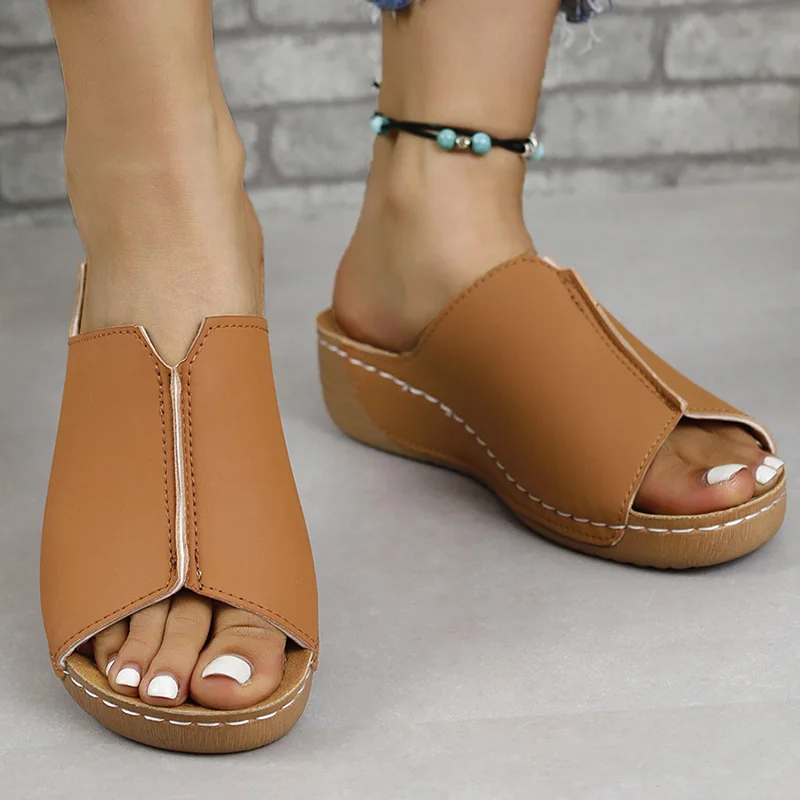 Sepatu sandal wanita musim panas, sepatu sandal jalan elegan, sepatu wanita, sepatu Wedge, sepatu wanita luar ruangan, Sandal wanita musim panas