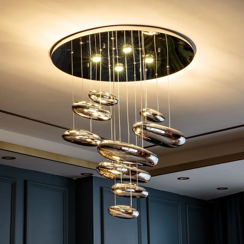 

Nordic Cobblestone Glass LED Ceiling Light Art Modern Pendant Lighting Living Dining Room Indoor Chandelier Hanging Lamp люстра
