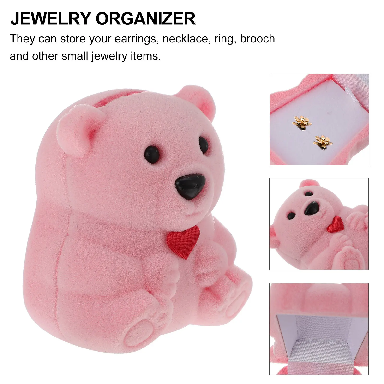 

1pc Shape Box For Engagement Case Holder For Wedding Engagement Valentine'S Day Gift Bear Ring Box Container