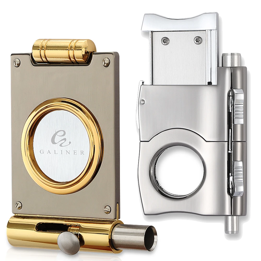 GALINER Metal Cigar Cutter Guillotine With Punch Cigar Drill Durable Tobacco Cutting Knife Cigar Puncher Smoking Tool