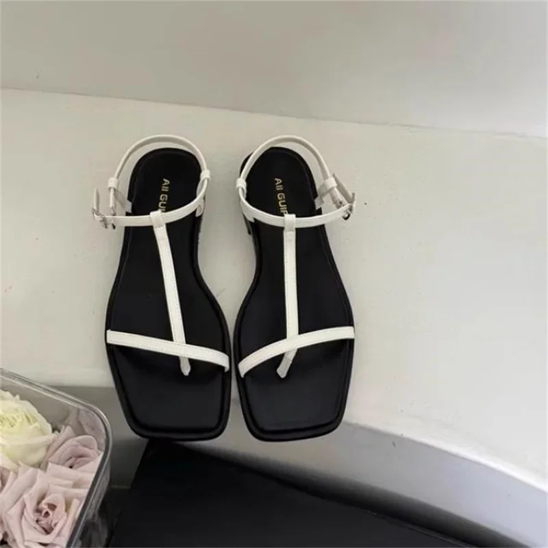 

Crossover Strap Shoes For Womens Square Toes Lady Flat Heels Female Sandals Sewing Lines Chassure Femme Solid Zapatos De Mujer