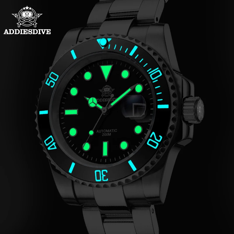 ADDIESDIVE Men Luxury Watch Sapphire Crystal Ceramic Bezel 20Bar Diving BGW9 Luminous Date Window Men Automatic Mechanical Watch