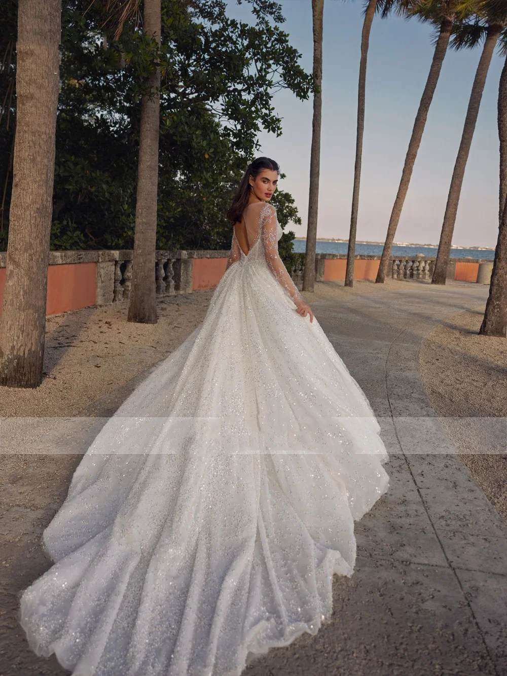 Flavinke Customized Mermaid Wedding Dresses Women Sweetheart Long Sleeves Bridal Gown Crystal Skirt Detachable Train Dresses