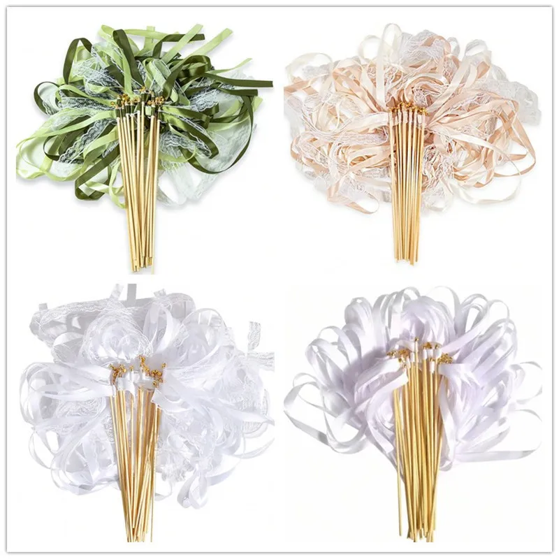

Wedding colorful ribbon fairy wand magic wand ribbon latte flower decoration party wedding supplies Kids Bridesmaid Photo Props