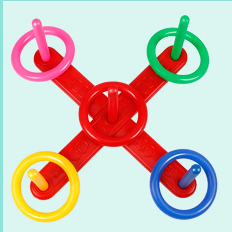 1 Set Hoop Ring Toss Quoits anello di plastica lancio ghiera divertenti bambini giocattoli sportivi all'aperto Cross Garden Game Pool per regalo per bambini