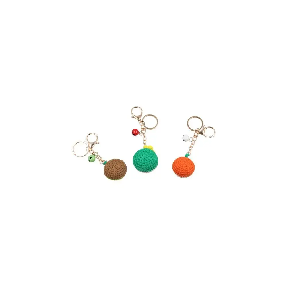 Lemon Donut Fruit Keychain Crocheted Watermelon Knitting Car Keychain Strawberry Hand-woven Knitted Keyring Ladies Girls