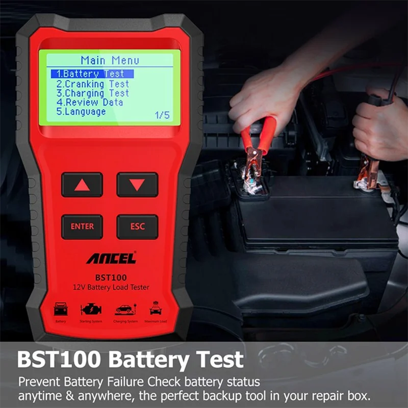 Probador de batería automotriz BST100, 12V
