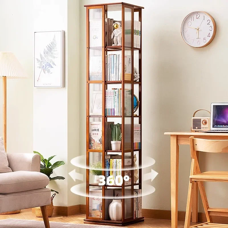 New Chinese acrylic rotating Bogu rack, tea room rack, solid wood Duobao Pavilion living room small ornament rack