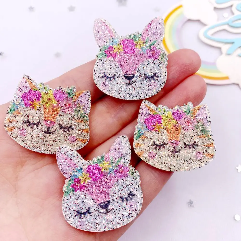 10pcs Glitter Felt Fabric Nonwovens Colorful Exquisite Fox Cat Applique DIY Sewing Patch Christma Decor Supplie Accessorie E750