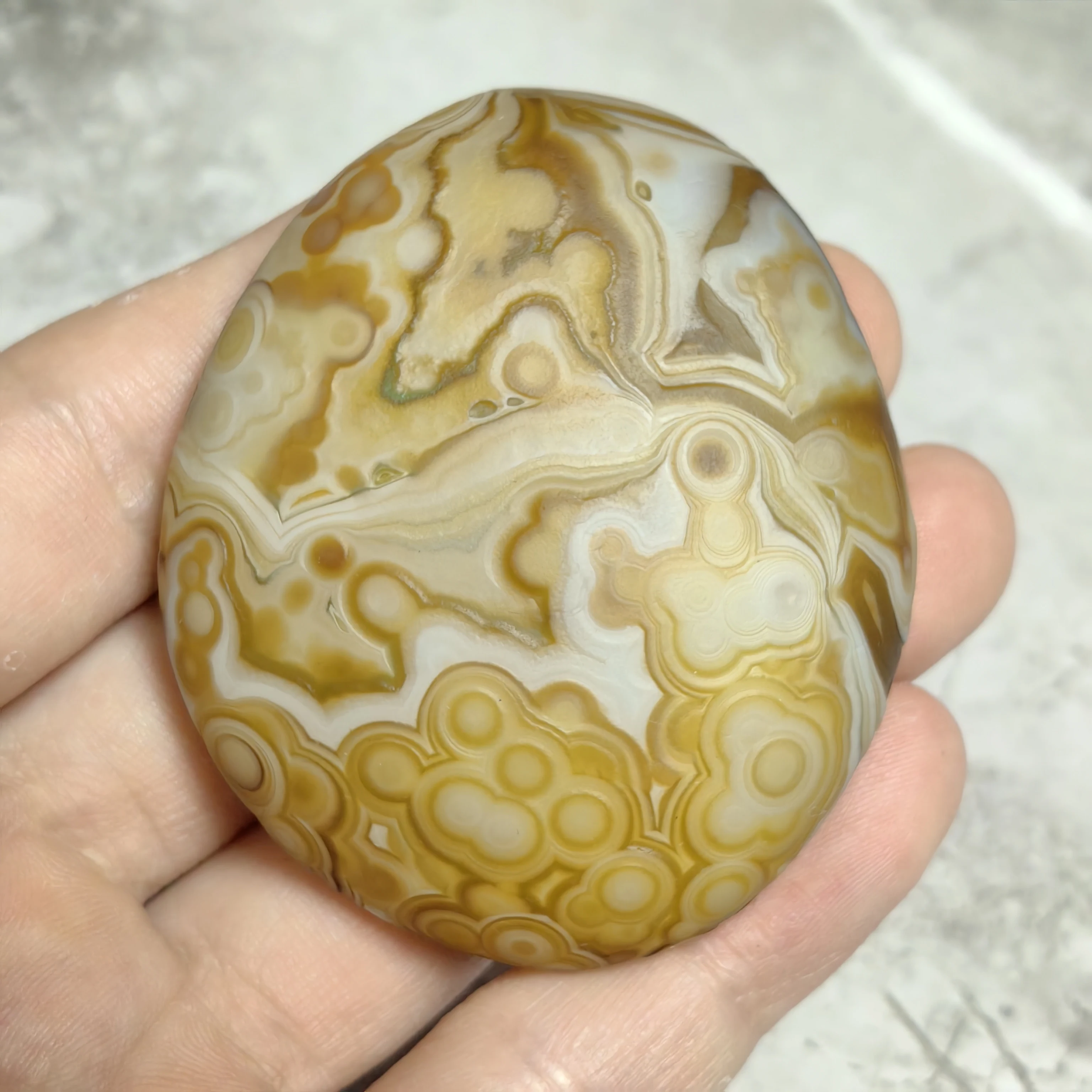 Natural Divine Agate with Eye Texture Sardonyx – Palm Stones for Reiki Meditation Stress Relief & Evil Repelling Rituals