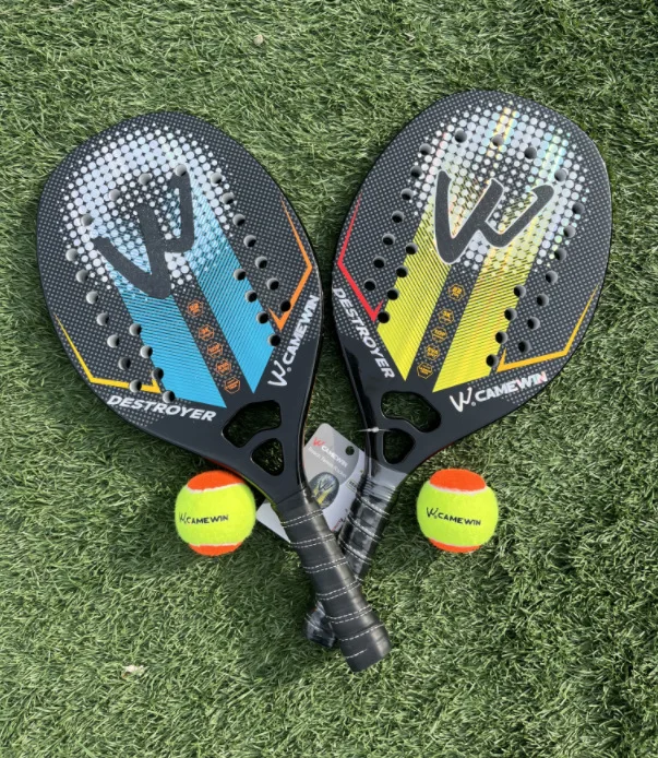 3K Beach Padel Racket Water Drop Shape Full Carbon Fiber Line Rude Surface For Adult Professional Train Tennis Padel