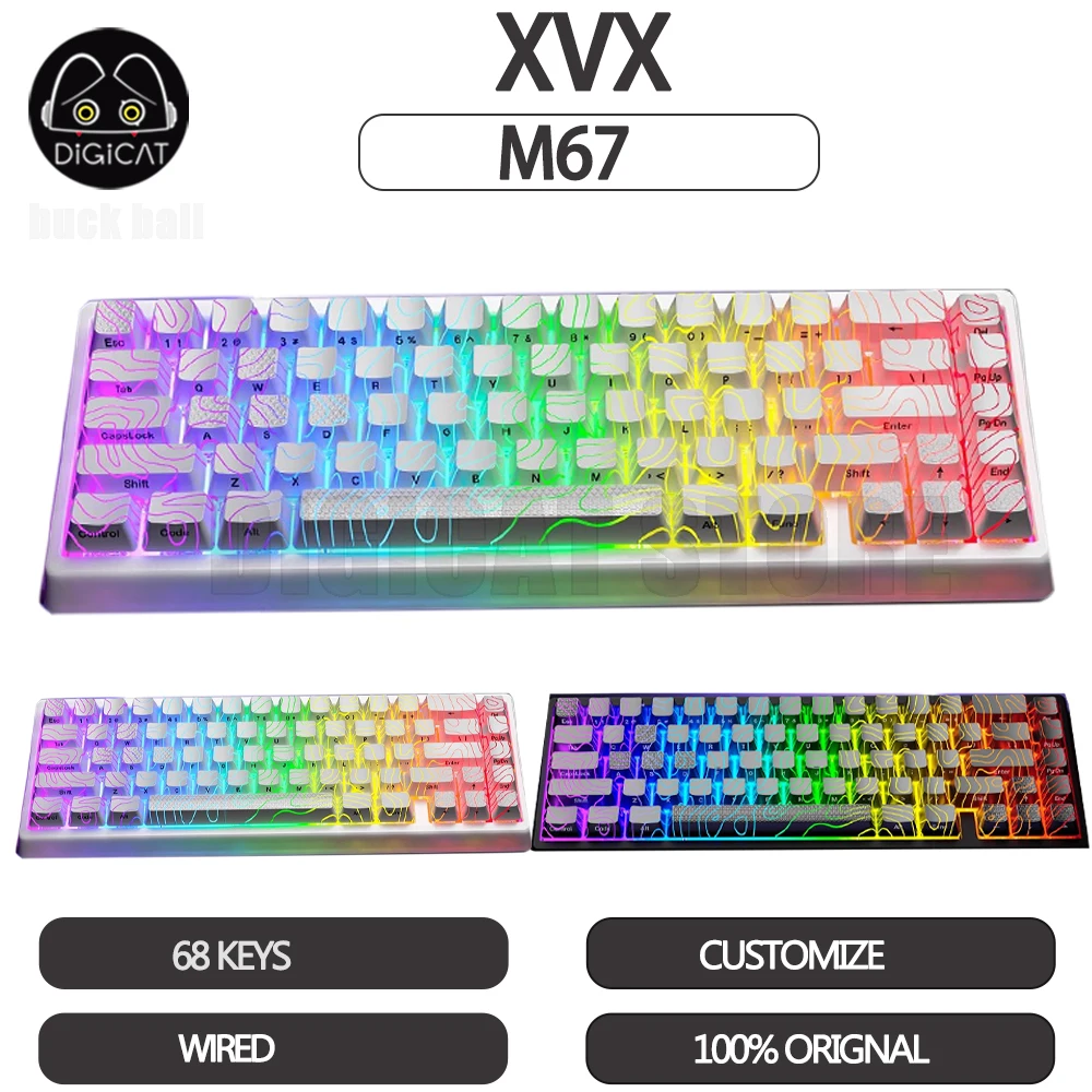 

XVX M67 Mechanical Gamer Keyboard IMD Contour Line Wired Keyboard With IMD Keycaps 68%Layout Keyboard Customized Keyboard Gifts