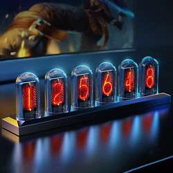 Nixie Tube Clock IPS Retro Glows Analog Clock DIY IPS Color Screen Digital Clock RGB Electronic Desktop Digital Clock Decoration