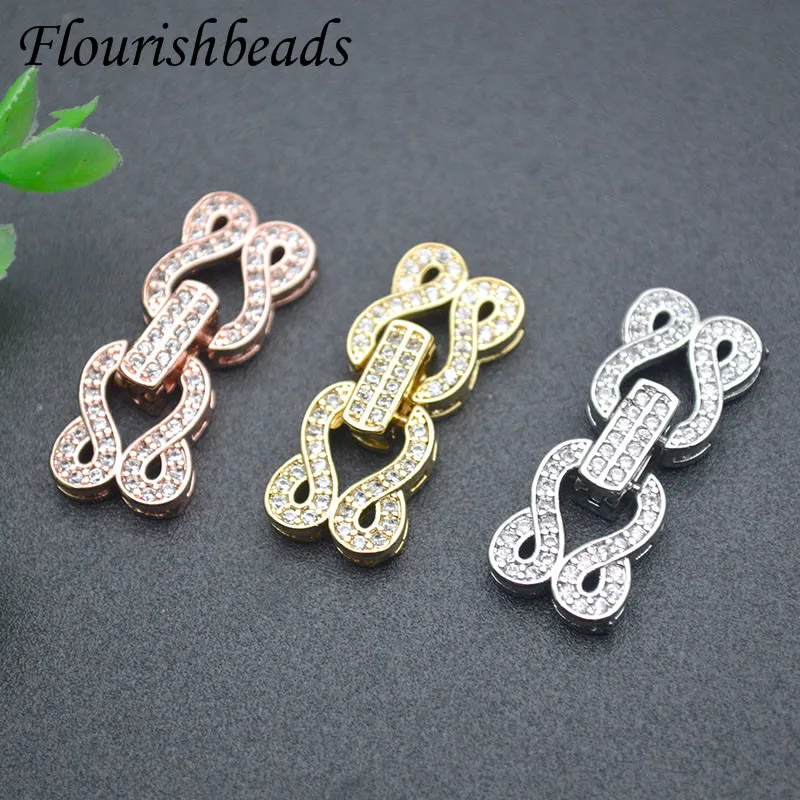 

Double Row Necklace Clasp Crystal Connector Paved CZ Beads for DIY High Quality Jewelry Making Findings