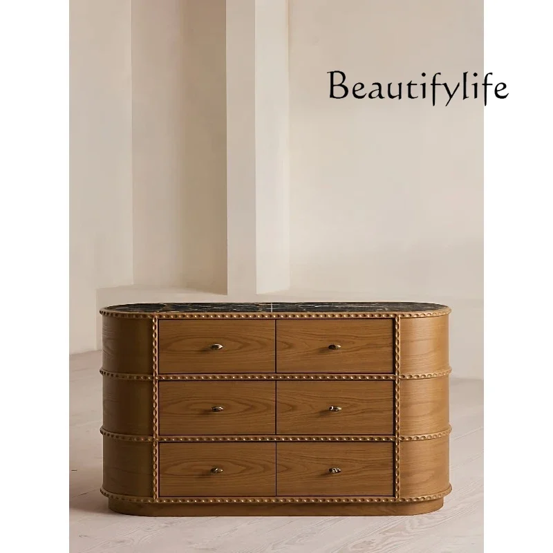 

XY Medieval American Carved Solid Wood Creative Solid Wood Storage Side Cabinet French Retro Bedroom Drawer Design Entrance Cabi