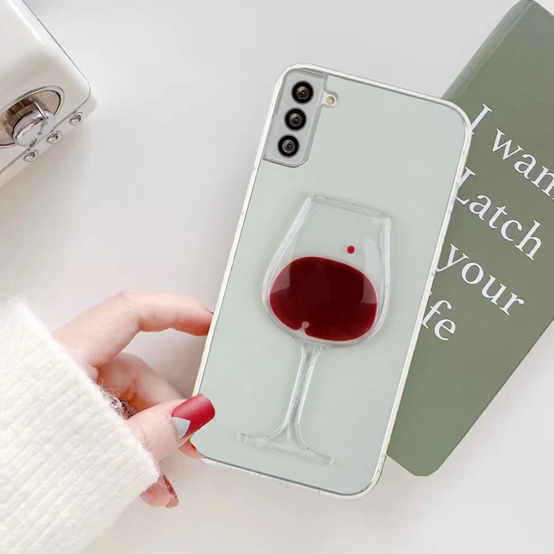 Чехол для телефона Cup Of Wine Quicksand для iPhone17 16E 15Pro 14Plus 13 12 11Pro 78Plus SE2/3 XR XSMAX, полная мягкая защита тела