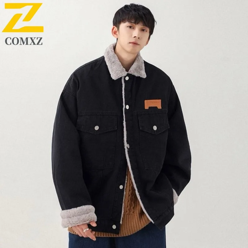 

COMXZ Men's Fleece Jacket Thickened Warm Casual Travel Windproof Mountain Camping Parker Coat Leisure Plus Size Winter Padding