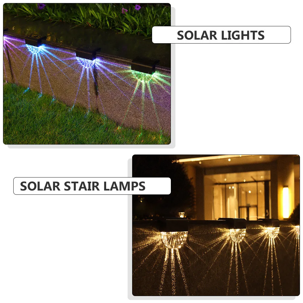 4 Pcs Pathway outside Solar Lights Waterproof Step Decorative Fence Lamp Exterior