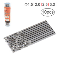 10pcs Hand HSS Spiral Twist Drill Bit Set Straight Shank Tiny Small Micro Woodworking Drilling Tool 1.5mm 2.0mm 2.5mm 3.0mm