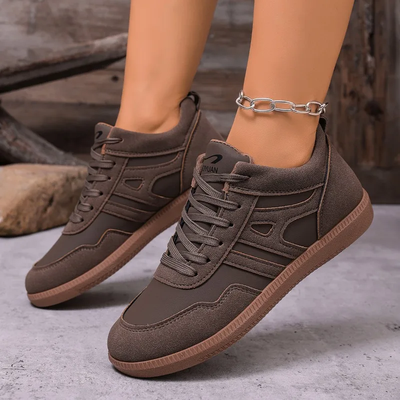New Style Women's Lightweight Lace Up Sports Shoes 2025 Anti-Slip Casual Wear Flat Bottomed Fall Thick Soled Women Single Shoes