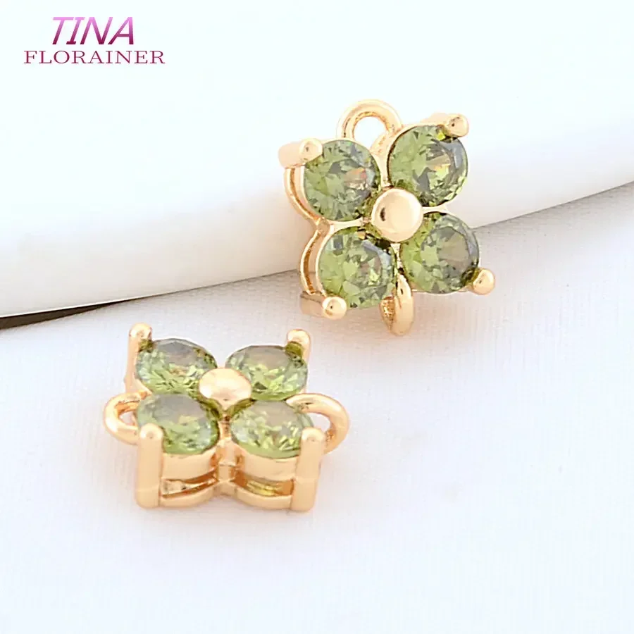 8*10MM 14K Gold Color Brass 2 Holes Flowers Connectors Charms Pendants Necklace Jewelry Making Supplies Diy Accessories