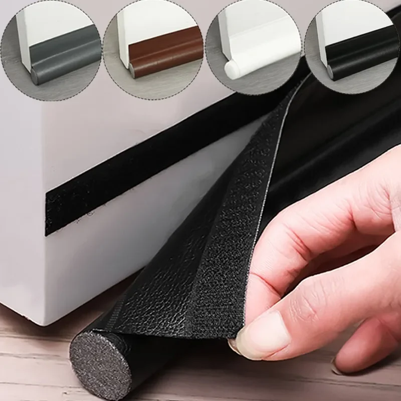 Door Seal Draft Strip Door Bottom Sealing Strip Tape with Sweep Brush Sound Proof Insect Self Adhesive Seal Blocker Guard Holder