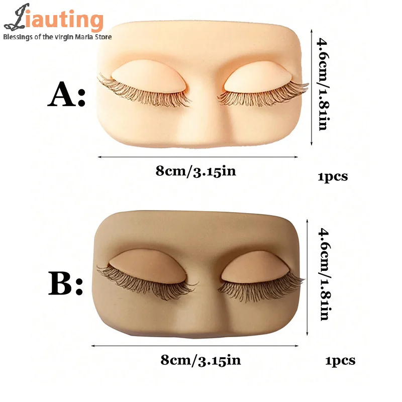 Mini Lash Flat Model Head Übungs-Wimpernverlängerungs-Trainingskopf mit abnehmbaren Ersatz-Augenlider mit falschen Wimpern