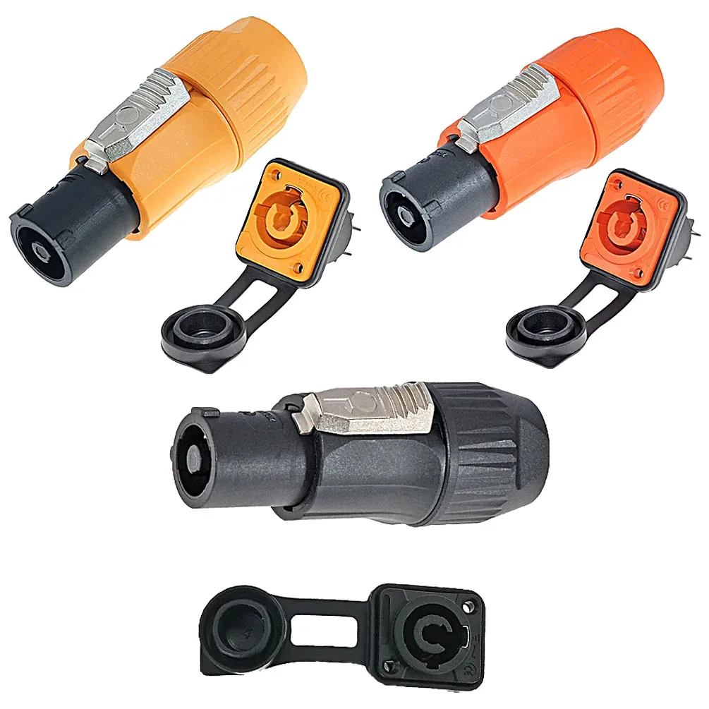 2PCS Powercon Connector 3-Pin 20A 250V  IP65 Waterproof Panel Mount Locking Power Adapter for Speaker/Audio/DJ Equipment