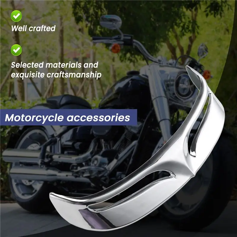 A54P-Motorcycle Chrome Rear Mud Flap Trailing Edge Cover Mudguard Flare Trim Tip For 2007-2016 Flstf Softail Fatboy