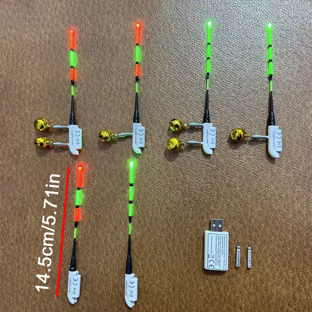 2 Stablichter + 2 wiederaufladbare Batterien + 1 USB-Ladegerät, Nachtangel-Stablichter mit Indikator und CR425 wiederaufladbarer Batterie + Ladegerät