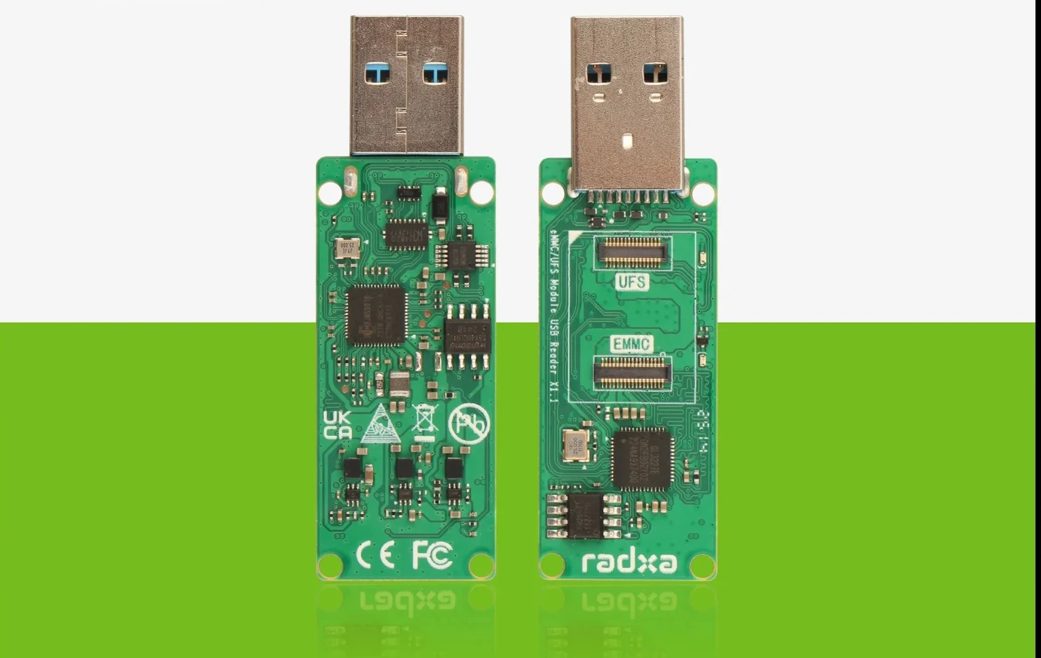 For Radxa SBCs Compatible UFS/eMMC Module Reader, USB 3.0 High Speed Memory Card Adapter