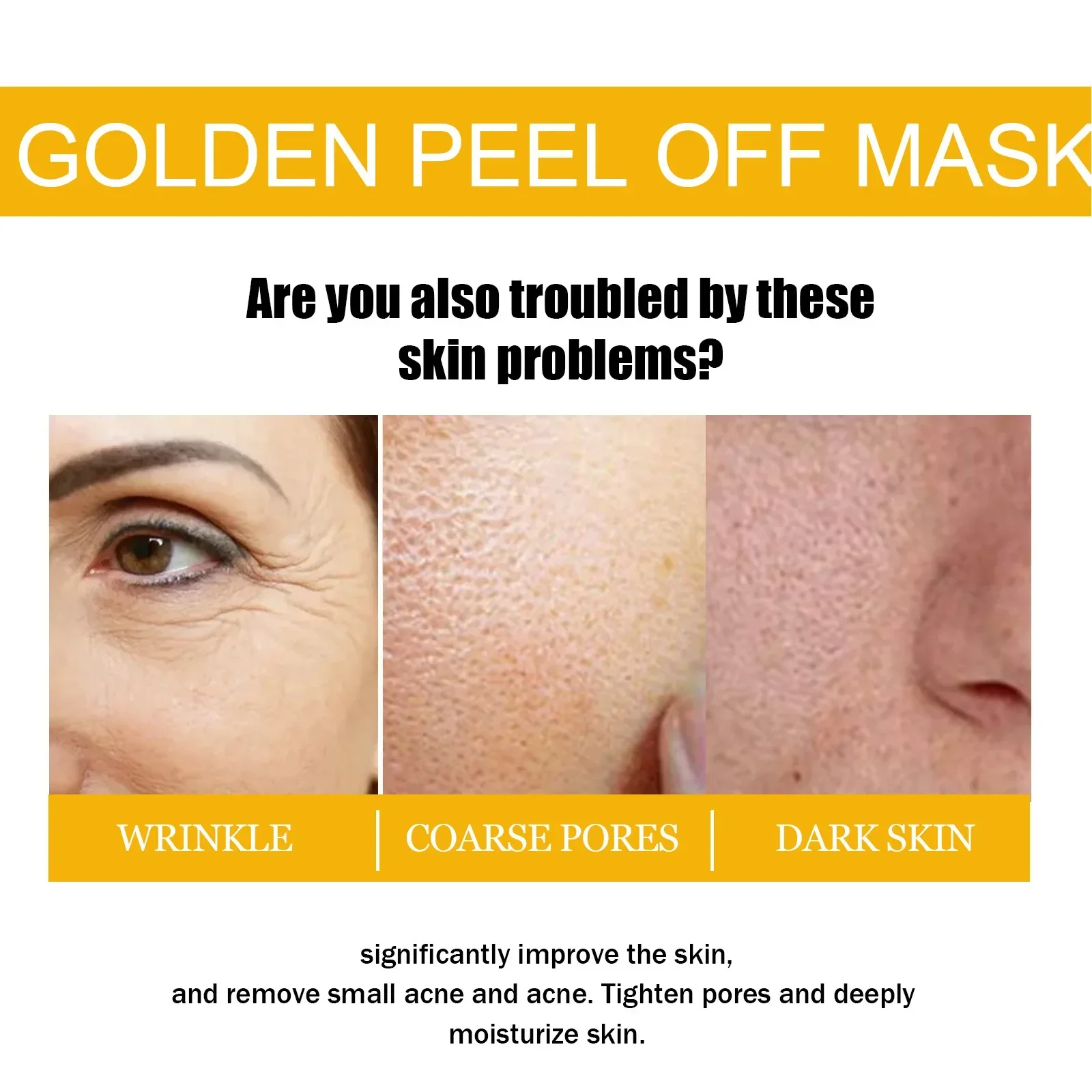 Gold Peel Mask Cleaning Skin Exfoliating Repair Dull Fade Fine Lines Tender Mask Shrinking Pores Refreshing Rejuvenation