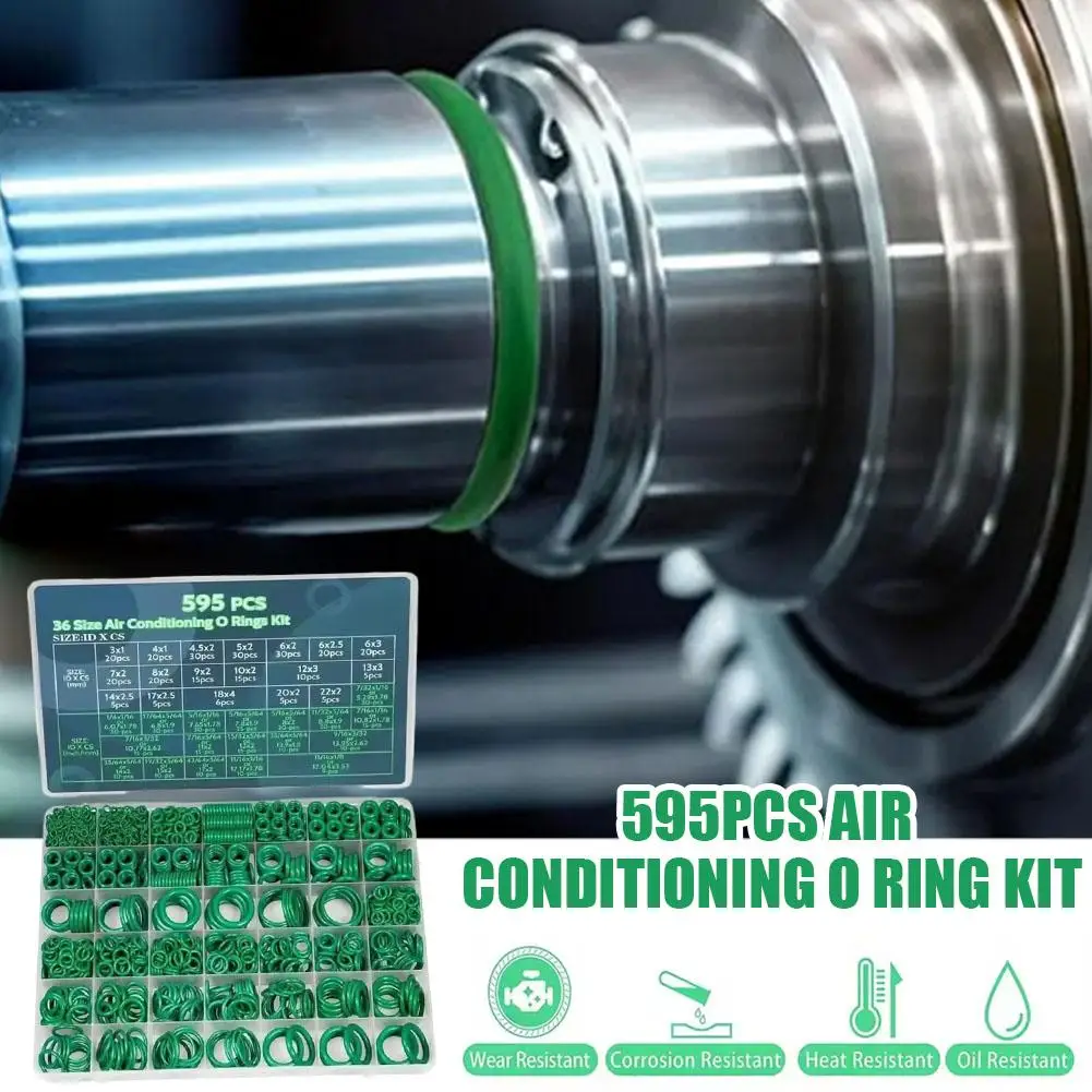 595pcs 36 Size Seal Rubber O-Rings Air Conditioning O Ring Kit Assortment Set , for Compressor Automotive A/C Plumbing Repair