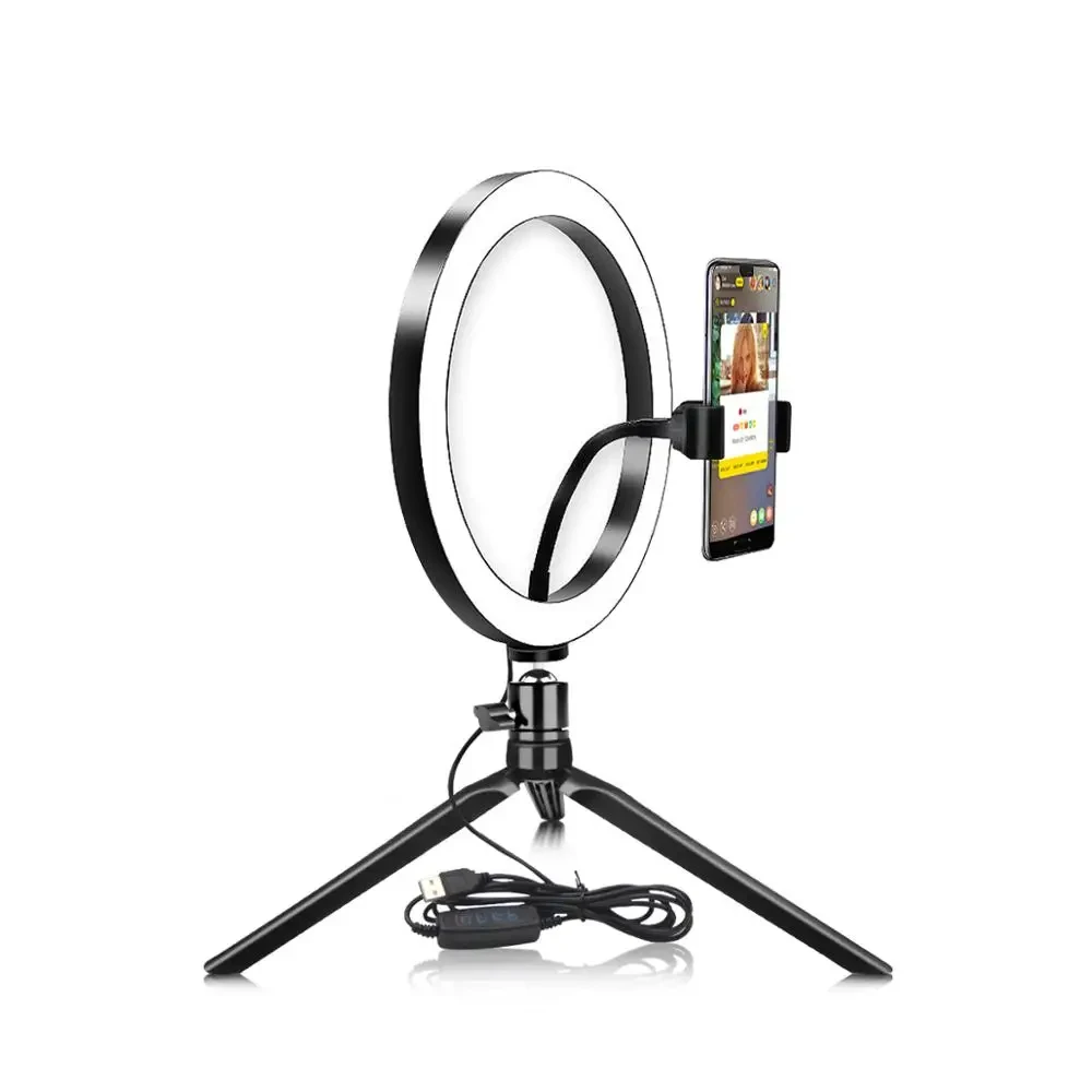 

DUTRIEU USB Dimmable LED Selfie Ring Light CellPhone Photography Lighting With Tripod For Youtube Makeup Video Live Studio Light