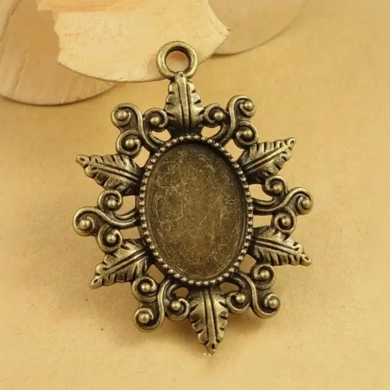 10Pcs 2 Colors Oval Flower Style Cameo Cabochon Base Setting Jewelry Findings Inner Size 13x18mm