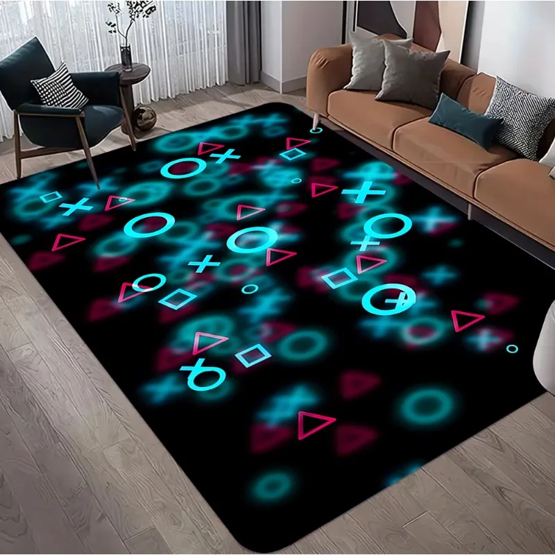 Y2K Game Over Letter Print Rug Retro Arcade Design Gaming Enthusiast Home Decor Carpet Soft Non-Slip Floor Mat for Living Room